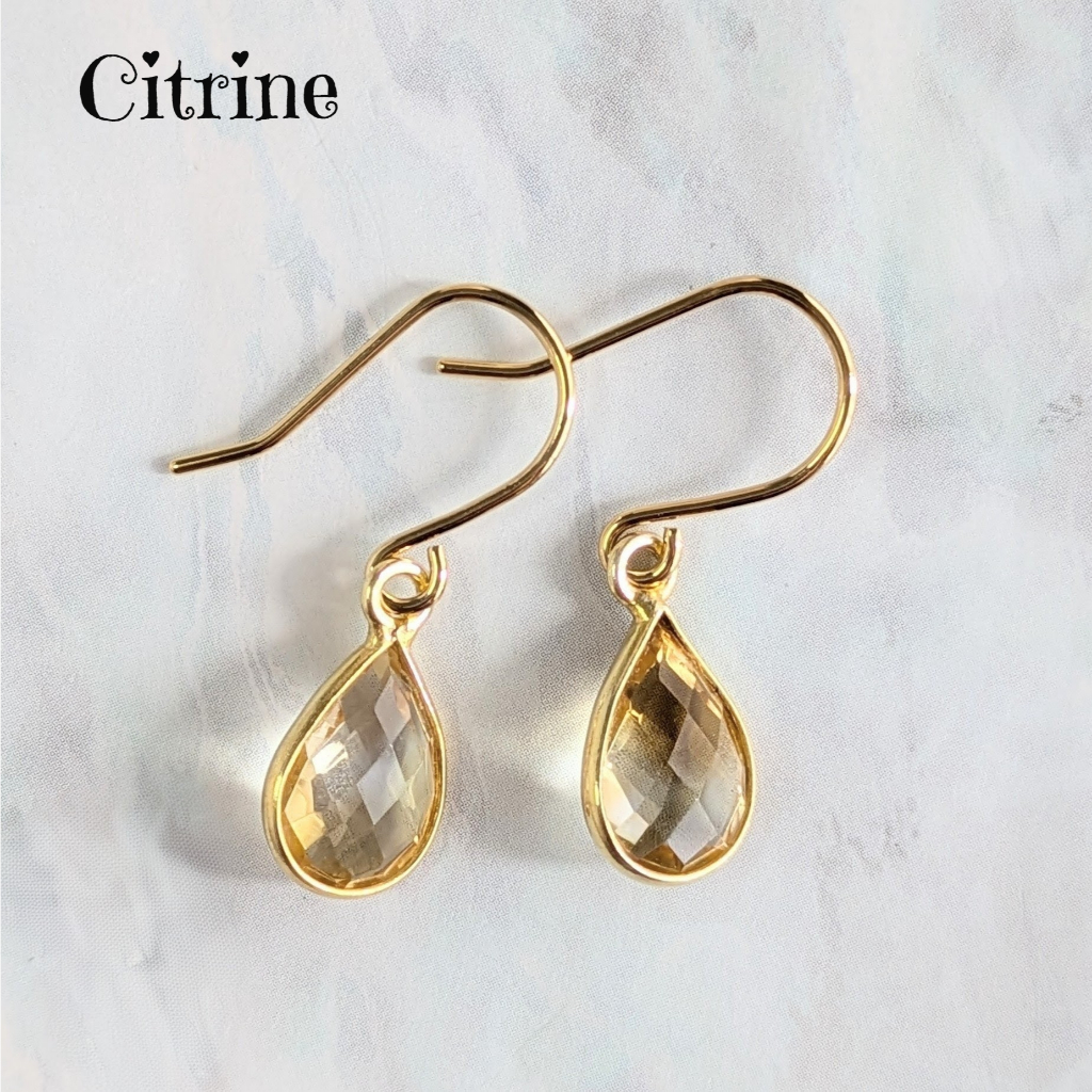 Gemstone earrings - citrine - Direct from Japan