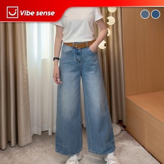Quần Jeans Ống Suông Cho Nữ VIBE SENSE, Quần Bò Ống Rộng Kèm Belt VBQ431