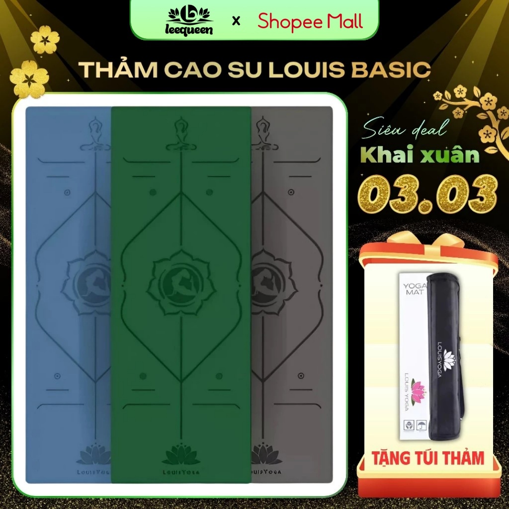 Thảm yoga cao cấp Louis Yoga chất liệu cao su tự nhiên có đường định tuyến Louis Basic