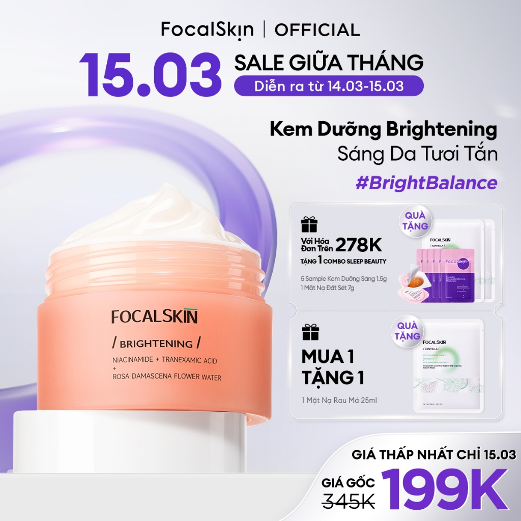 FOCALSKIN Kem Dưỡng Trắng Da Mờ Thâm Mụn Nám Đều Màu Da Vitamin C + Niacinamide +Tranexamic Acid 30g | BigBuy360 - bigbuy360.vn