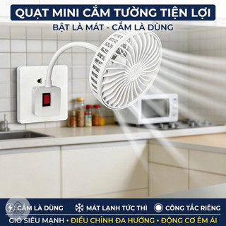 Quạt Điện Mini 3 Cánh Xoay 360 Độ Có Lồng Bảo Vệ An Toàn Không Gây Tiếng Ồn Kèm Công Tắc Quạt Cắm Điện Để Bàn Tiện Lợi