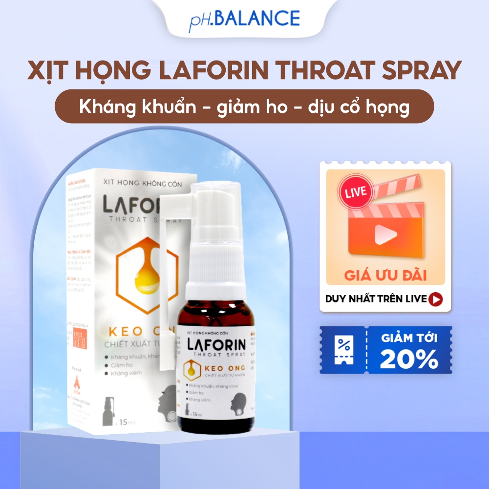 Xịt họng thảo dược keo ong Laforin Throat Spray giảm nhanh cơn đau rát họng làm dịu cơn đau chai 15m