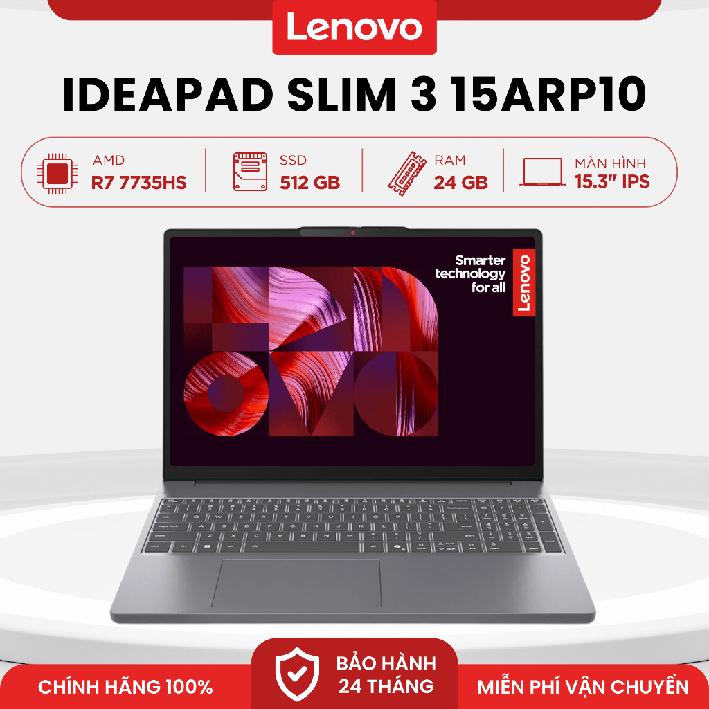 Laptop Lenovo IdeaPad Slim 3 15ARP10 - 83K700EVVN (R7 7735HS | 24GB | 512GB | Win 11 Home SL)