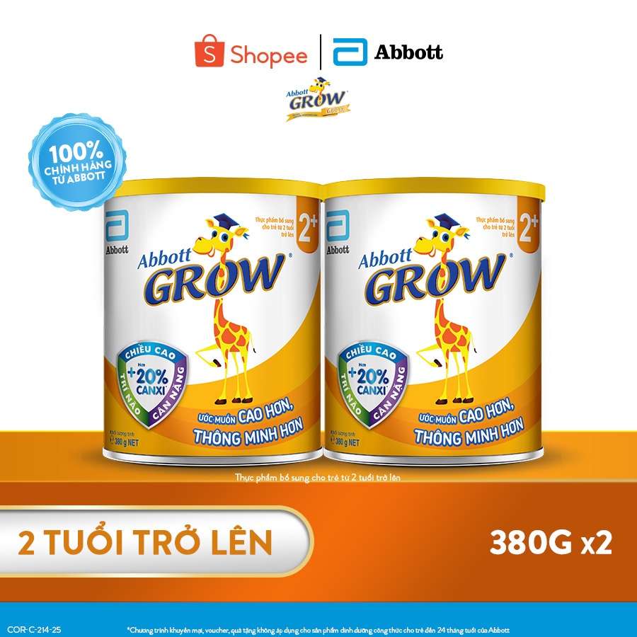 Combo 2 lon sữa bột Abbott Grow 2+ 380g