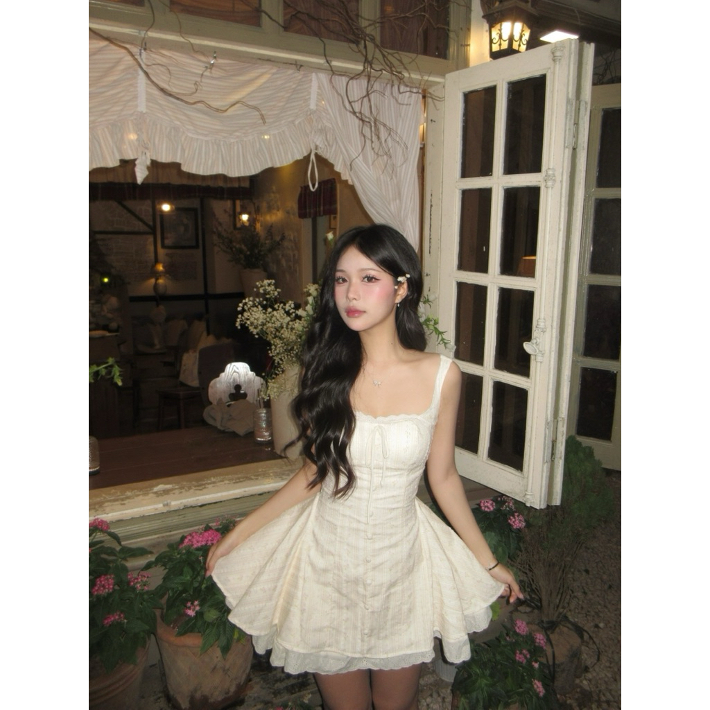 [Flourish Dress] Váy Tiểu Thư brand FLEURIE Dáng Xoè Họa Tiết Hoa Nhí Bồng Bềnh Coquette Tặng Kèm Qu