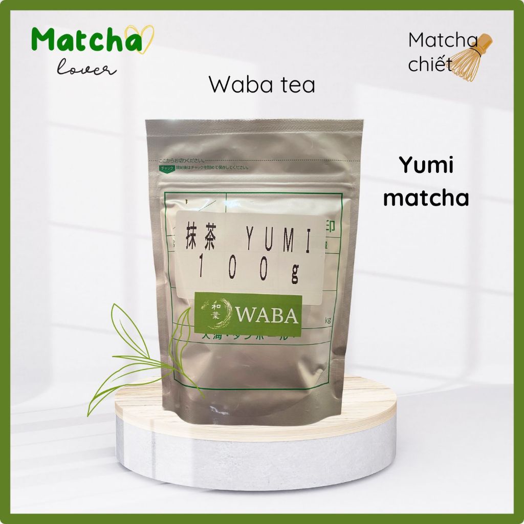 Bột matcha Yumi nhà Waba tea, bột trà xanh Nhật pha latte - gói hãng 100g