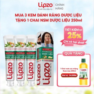 Kem Đánh Răng Dược Liệu Lipzo Tuýp 110g Từ 6 Loại Dược Liệu Thiên Nhiên Vị Ngọt Thơm Bảo Vệ Nướu Lợi