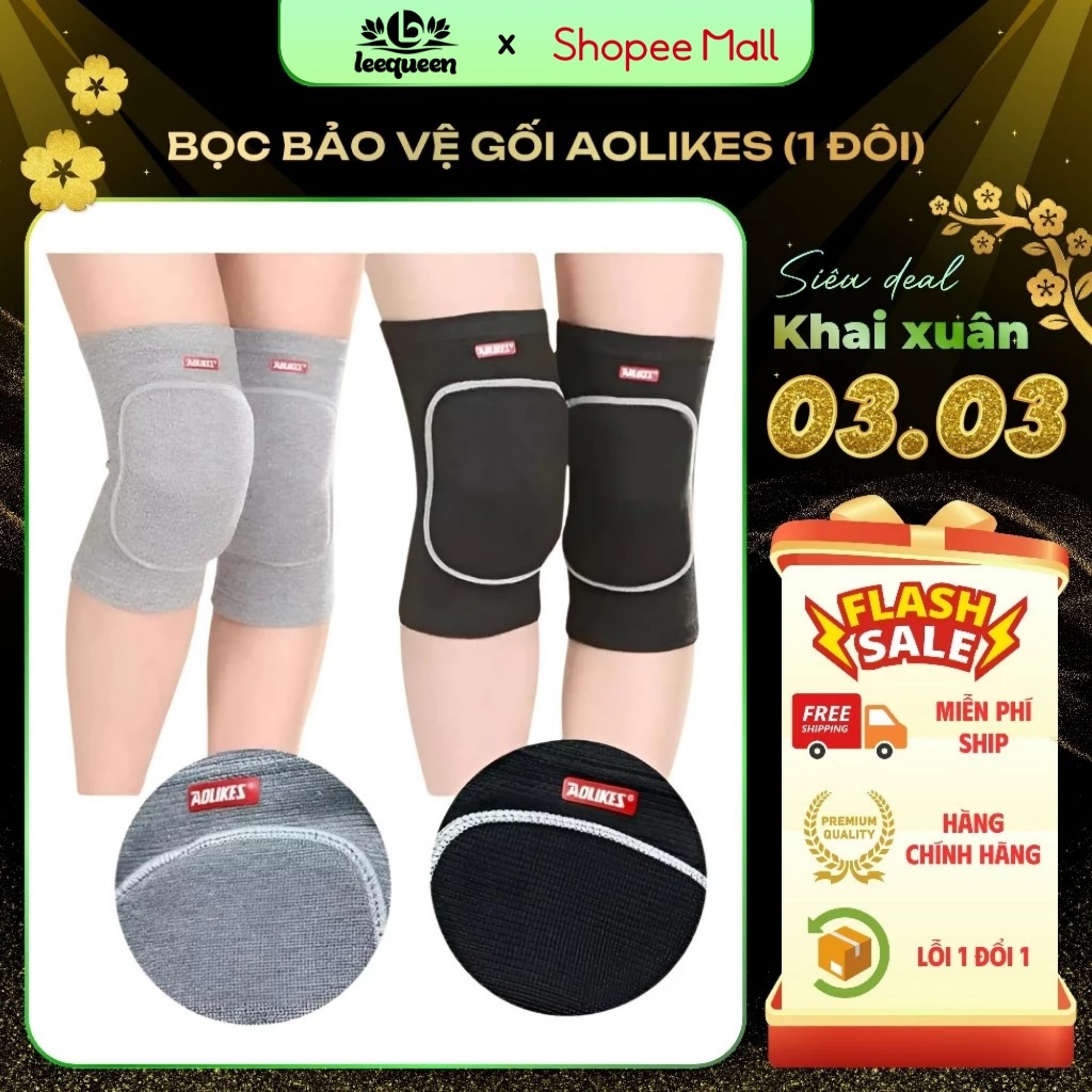 Băng Quấn Đầu Gối Lee Queen Aolikes 0210 Có Lớp Đệm hỗ trợ tập Yoga, Gym Cho Nữ 2 chiếc