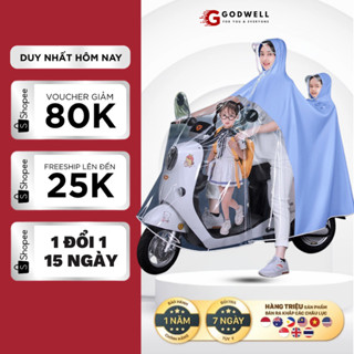 Áo Mưa 2 Đầu Trong Suốt GODWELL Bảo Vệ Toàn Diện Phong Cách Mới  Chống Trượt An Toàn Cho Mẹ Và Bé