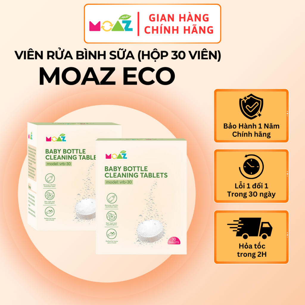 Viên rửa bình sữa MOAZ ECO (Hộp 30 viên)