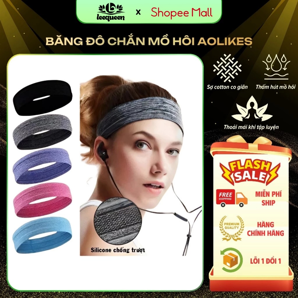 Băng đô chắn mồ hôi tập yoga, gym, chạy bộ, thể thao Lee Queen chất liệu cotton co dãn