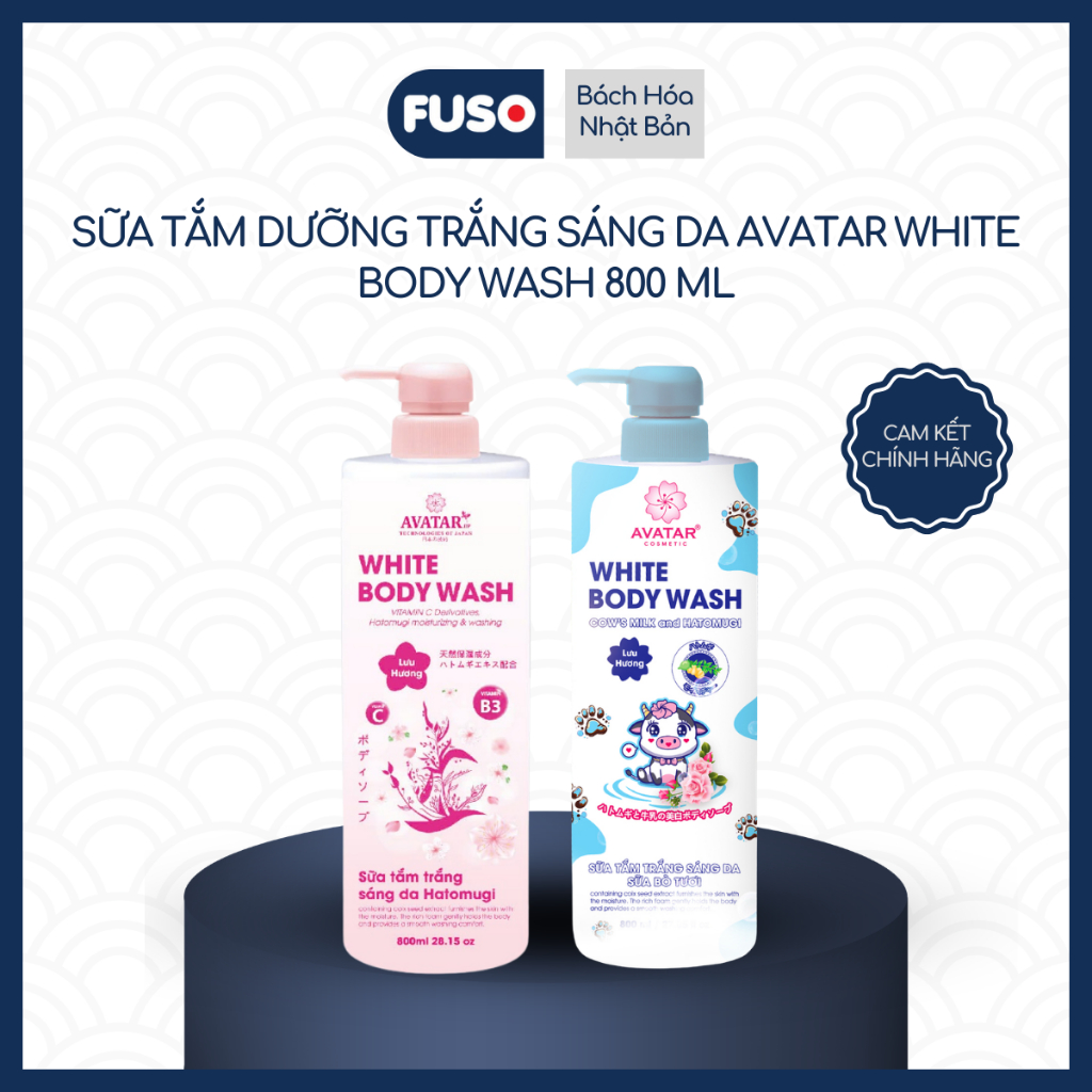 Sữa Tắm Dưỡng Trắng Sáng Da Avatar White Body Wash 800 mL