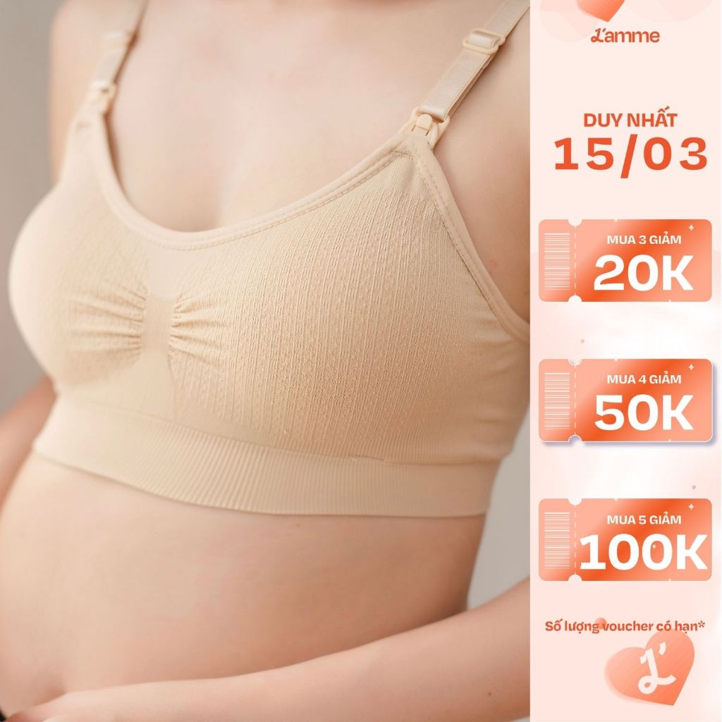 Áo lót bầu cho con bú A2 không gọng, chống chảy xệ co giãn 4 chiều, áo ngực thấm hút cho mẹ bầu LAMME
