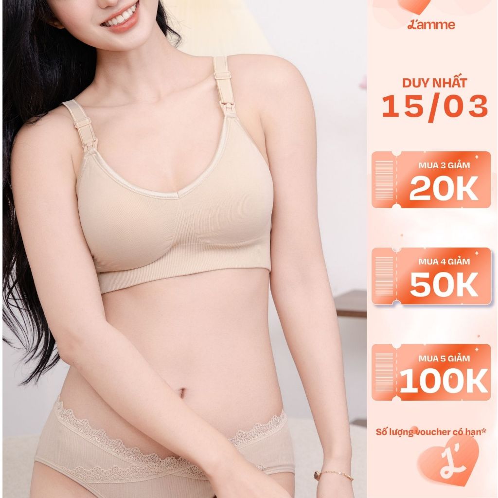 Áo ngực bầu không gọng nâng đỡ tốt, áo lót bầu thấm hút, chống chảy xệ giữ dáng mặc sau sinh thoải mái A1 by LAMME