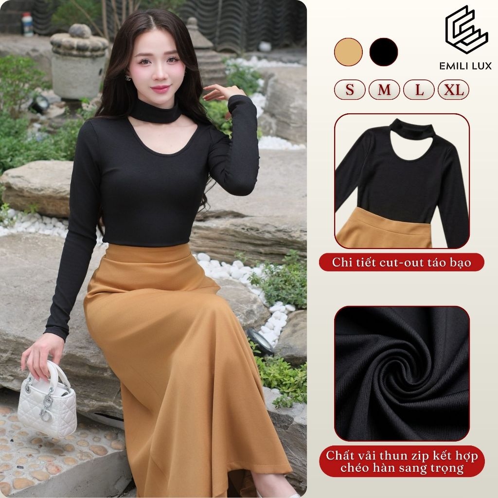 Set Áo body cổ tròn phối chân vái dáng suông Emili Design thanh lịch [V216]