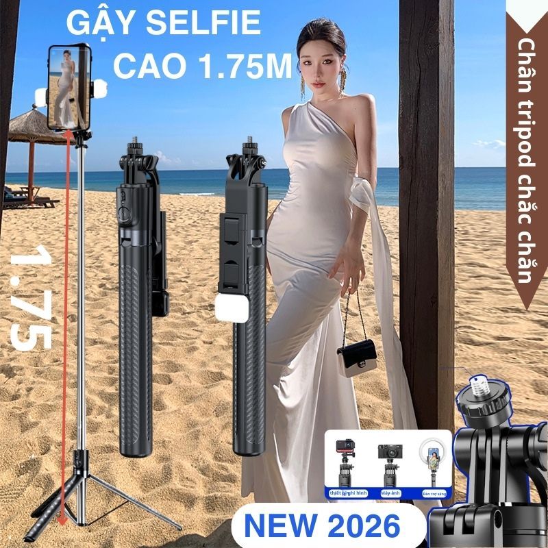 Tripod điện thoại Gậy chụp ảnh 3 chân 1M75 Cây chụp hình Selfie cầm tay Quay video Livestream | BigBuy360 - bigbuy360.vn