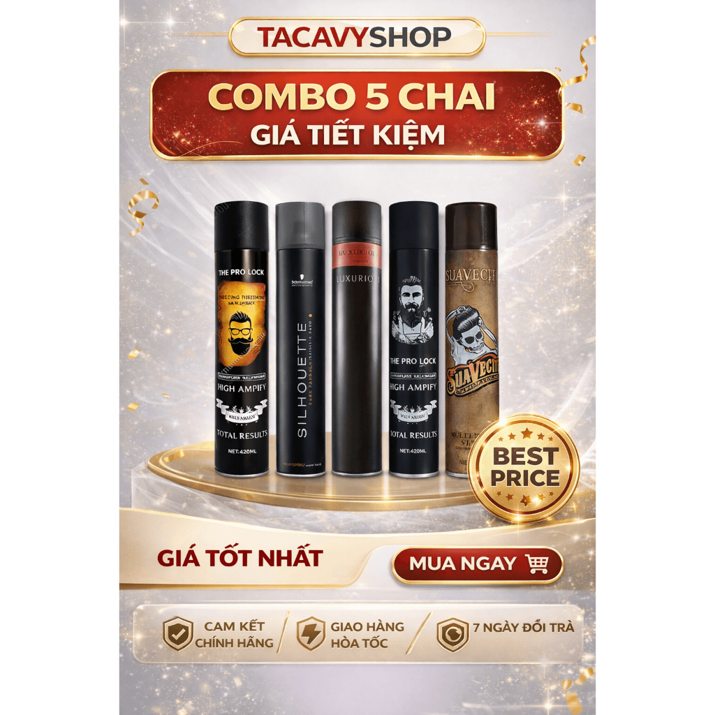 COMBO 5 Chai gôm xịt tóc nam Quốc Dân,Keo Xịt Tóc Nam Tạo Kiểu Và Giữ Nếp Tóc cao cấp,Gôm Xịt Giá Rẻ