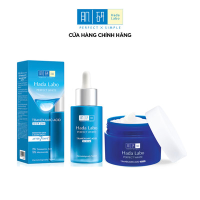 [VB] Combo dưỡng trắng da tối ưu, giảm thâm sạm Hada Labo Perfect White Tranexamic Acid: Serum 30ml + Kem dưỡng 50g