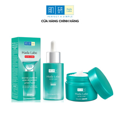 [VB] Combo làm dịu, giảm mụn cho da dầu mụn, nhạy cảm Hada Labo Acne Care Calming: Serum dưỡng ẩm 30ml+Gel dưỡng ẩm 50g