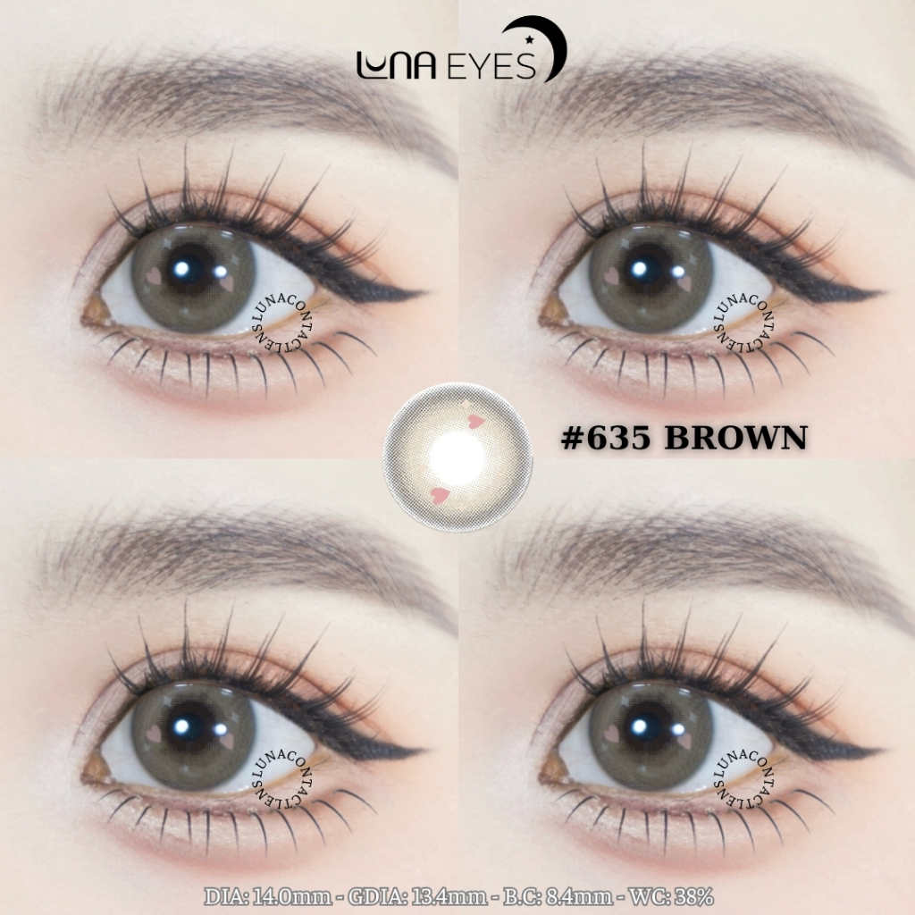 [6M] Lens Kính áp tròng 635 Brown JOLLY STORE không giãn 14.0mm LUNA EYES