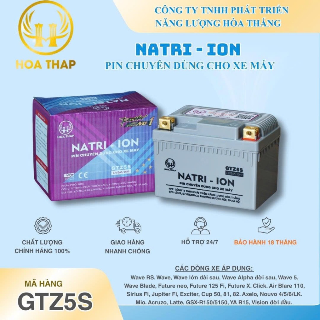 Bình Ắc Quy GTZ5S dùng cho xe PCX,Vision, Lead125,Sh Việt,Winner, AB, Raider,..