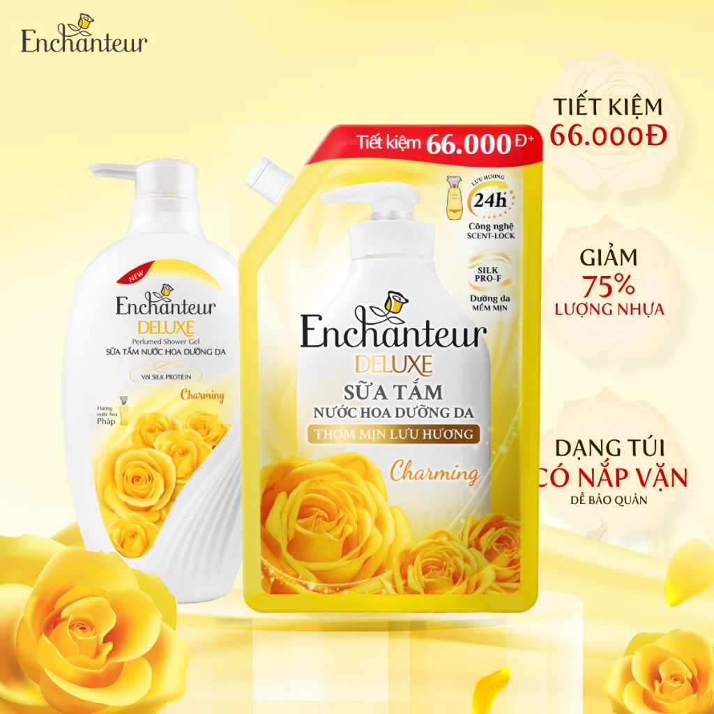 [SPD VHL x Enchanteur] Túi Sữa tắm hương nước hoa Enchanteur hương Glamour 640g