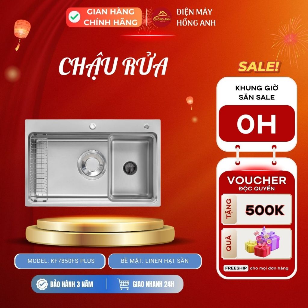 Chậu rửa bếp inox Kluger KF7850FS Plus MOD Series chậu rửa hai hố inox 304 lắp dương