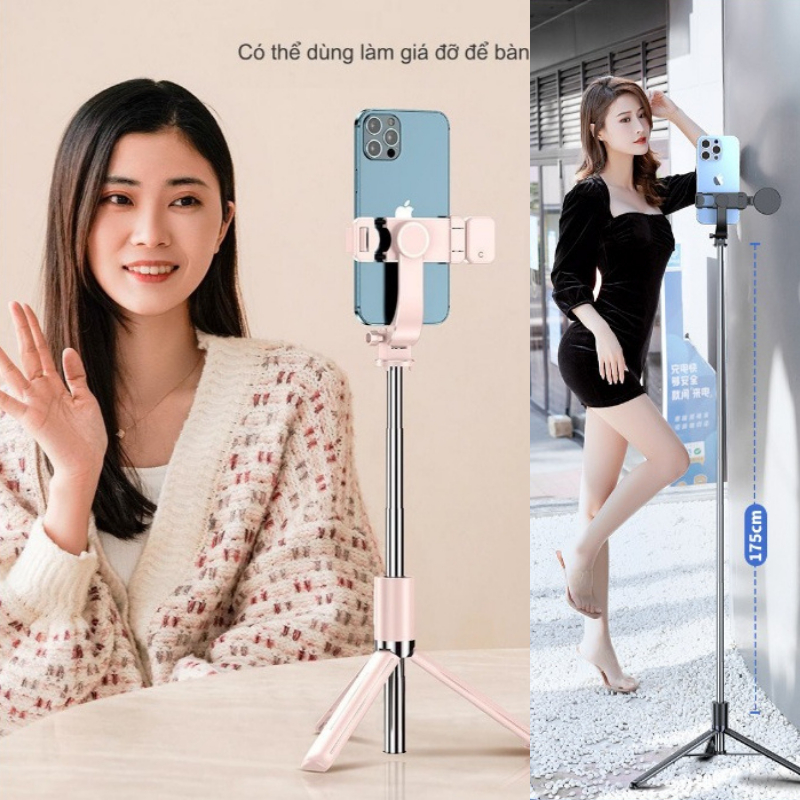 Tripod điện thoại Gậy chụp ảnh 3 chân 1M75 Cây chụp hình Selfie cầm tay Quay video Livestream | BigBuy360 - bigbuy360.vn