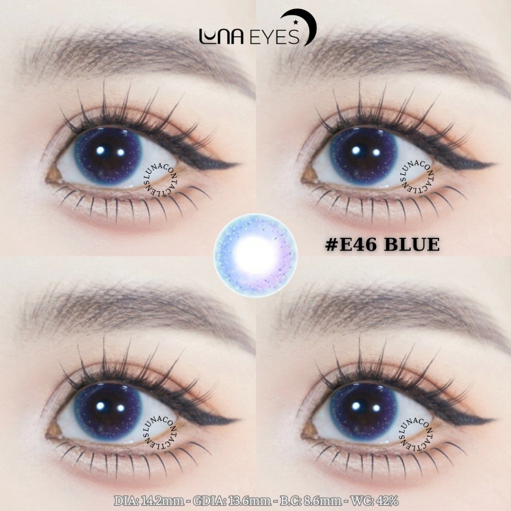 [6M] Lens Kính áp tròng 46 Blue JOLLY STORE không giãn 14.0mm LUNA EYES