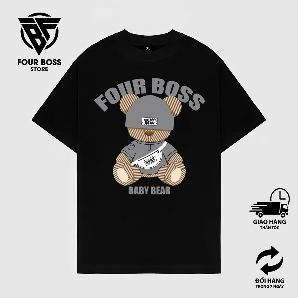 Áo Thun Baby Bear Fullbox 100% Cotton Oversize Phông Streetwear Cổ Tròn Nam Nữ Unisex