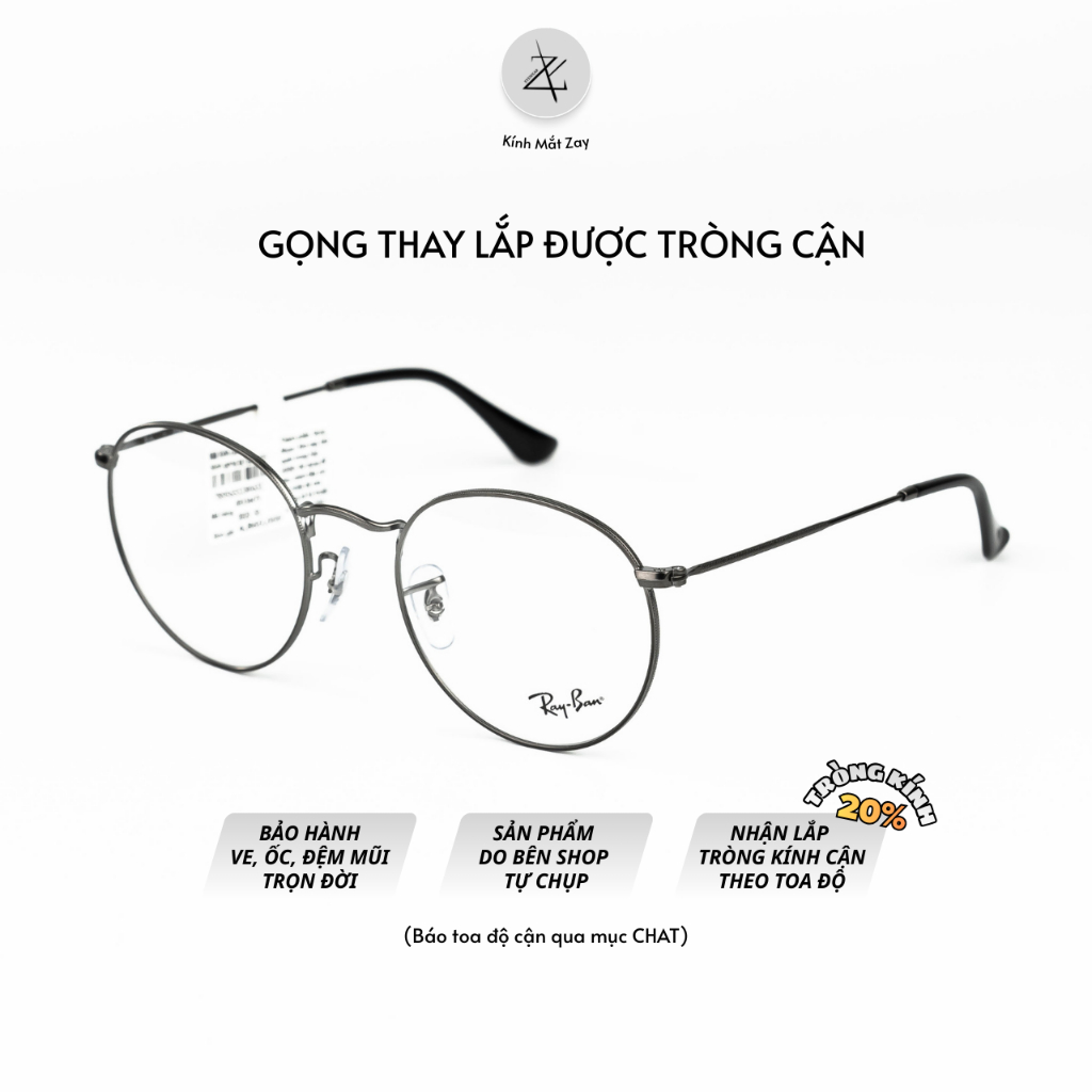 Gọng kính RayBan RB3447V dáng tròn chính hãng fullbox