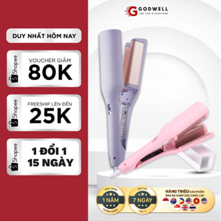 Máy Uốn Tóc Xoăn Sóng Nước Hippie 32mm GODWELL Phong cách Hàn Quốc, Chất Liệu Gốm Sứ Ceramic Cao Cấp