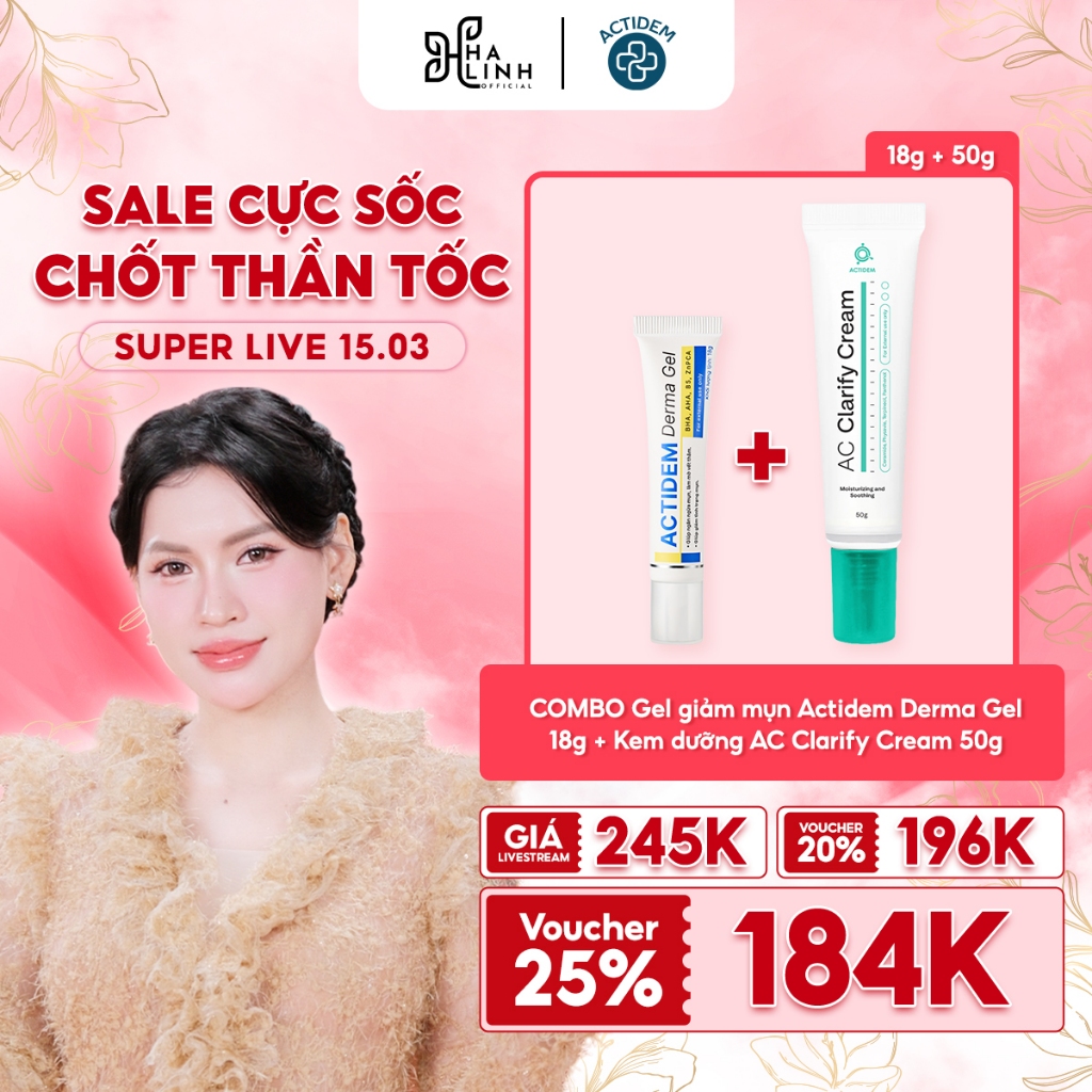 [VHL x Actidem] COMBO Gel giảm mụn Actidem Derma Gel 18g + Kem dưỡng Actidem AC Clarify Cream 50g