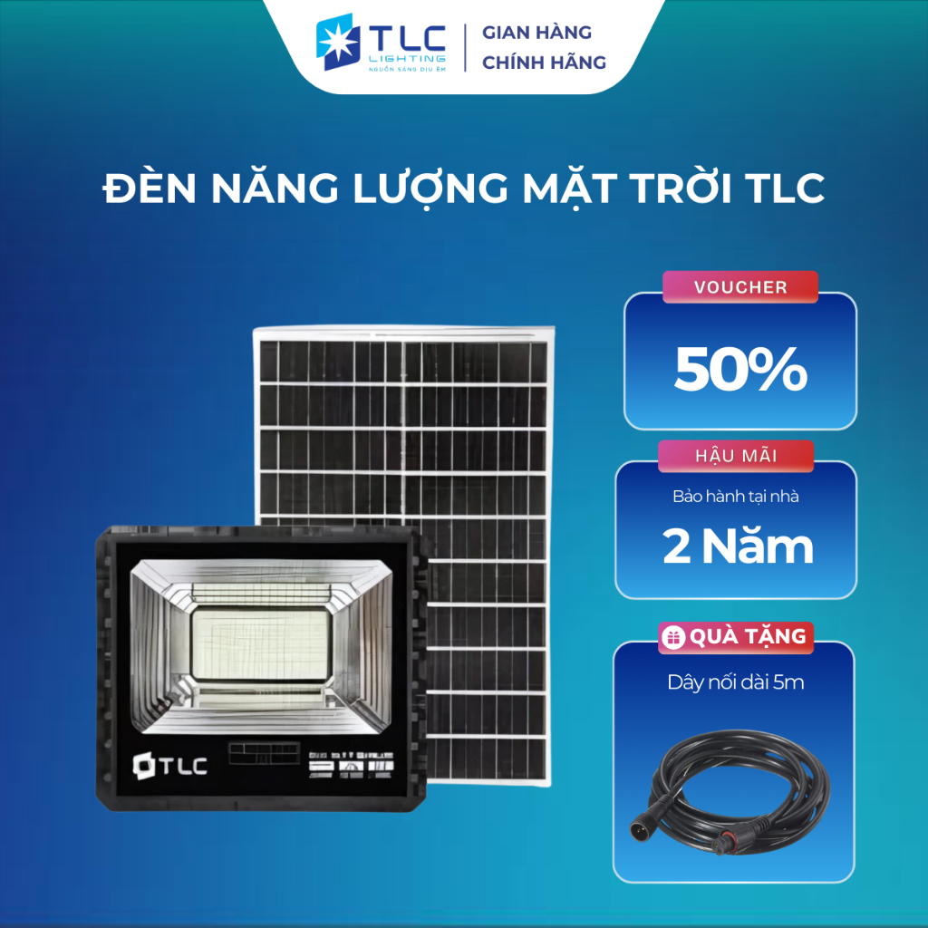 [CHÍNH HÃNG TLC] Đèn Pha Năng Lượng Mặt Trời SUNLUX TLC LIGHTING Chống nước IP65 Điểu Khiển Từ Xa