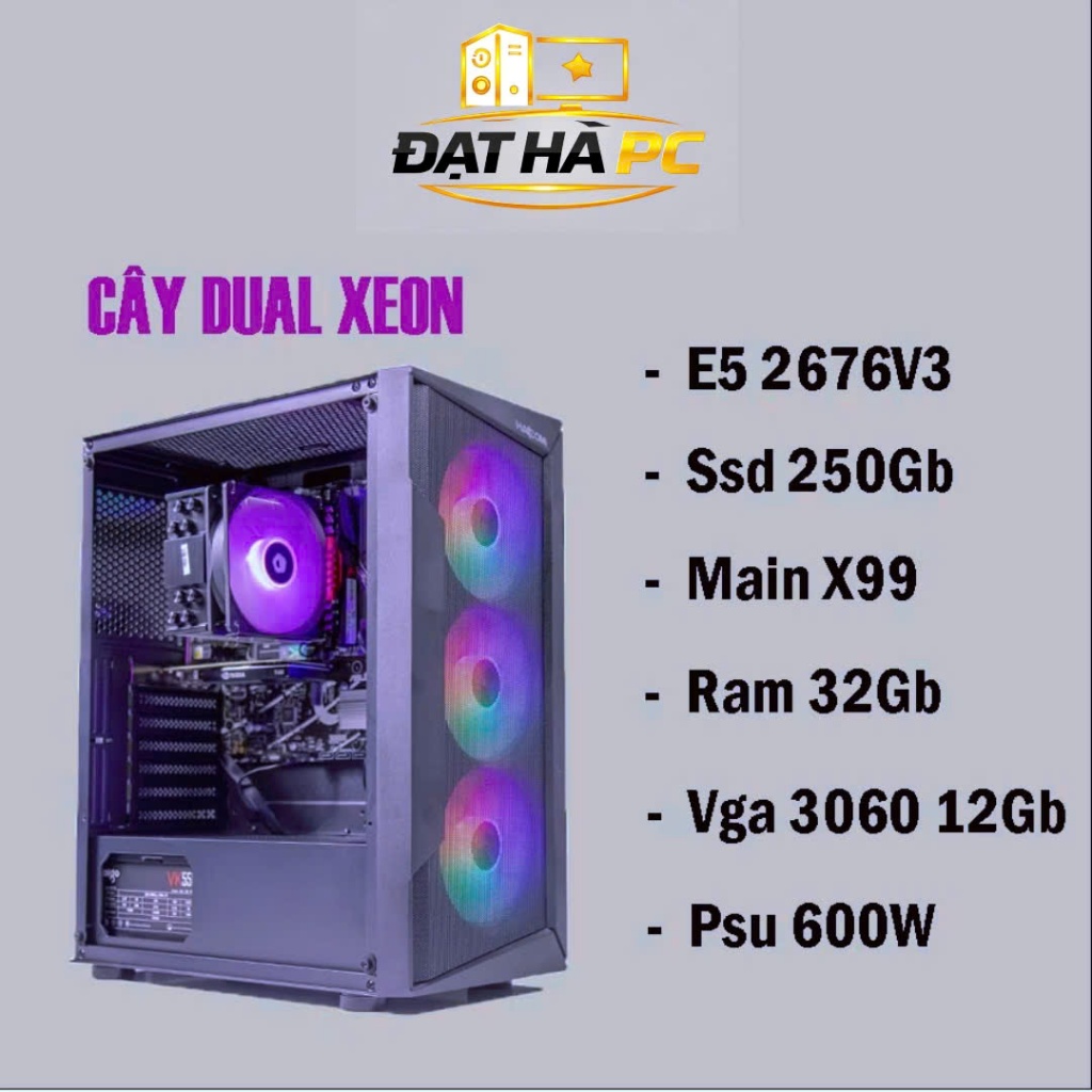 Bộ Đơn Xeon Main E5 2676V3, X99, Ram 32GB