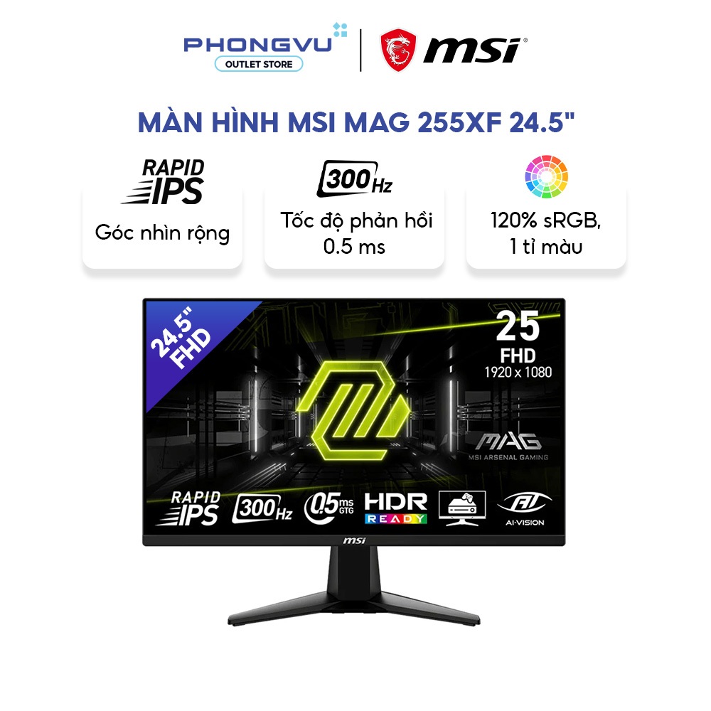 Màn hình MSI MAG 255XF Gaming 24.5 inch - FHD - Rapid IPS - 300Hz - 0.5ms - Bảo hành 36 tháng