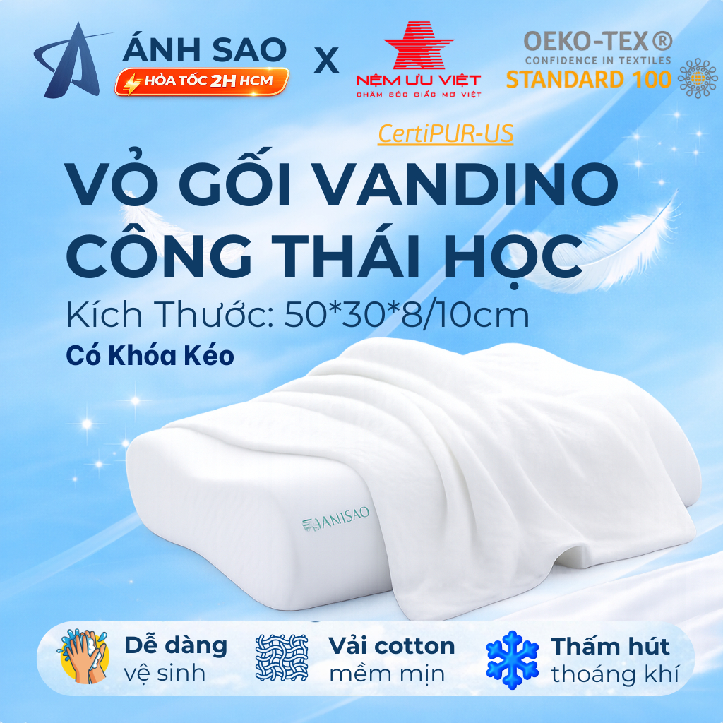 Vỏ Áo Gối Nằm Tencel Ánh Sao Cho Gối Memory Foam Mềm Mịn Thoáng Khí Bao Gối Nằm Cao Cấp Áo Vỏ Gối Êm