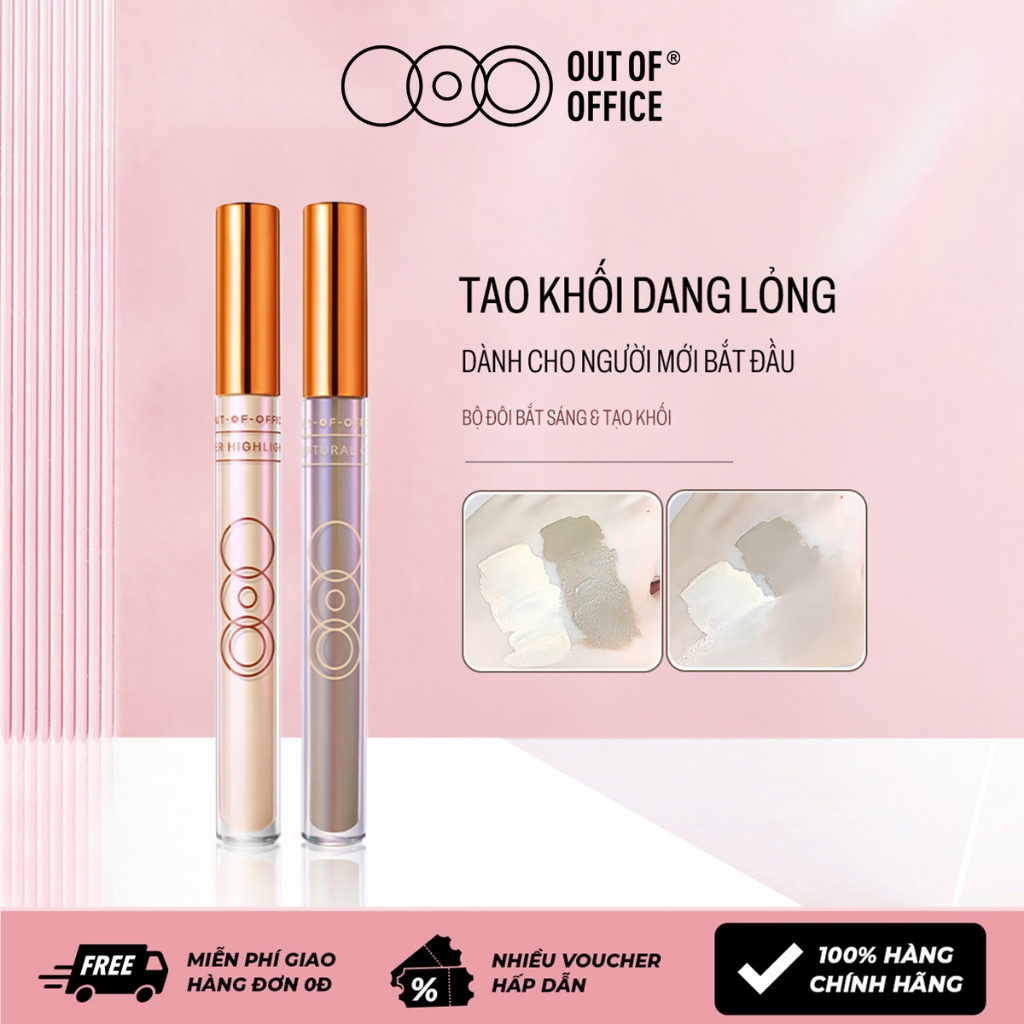 Kem Highlighter Và Contour Dạng Lỏng OUT OF OFFICE - Bộ Đôi Tạo Khối Mặt 3D, Phù Hợp Trang Điểm Tự Nhiên
