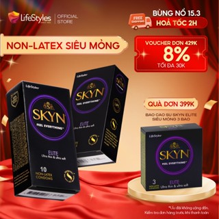 [CB 2Hộp] Bao cao su Lifestyles SKYN nonlatex siêu mỏng nhiều gel bôi trơn hộp 10 bcs