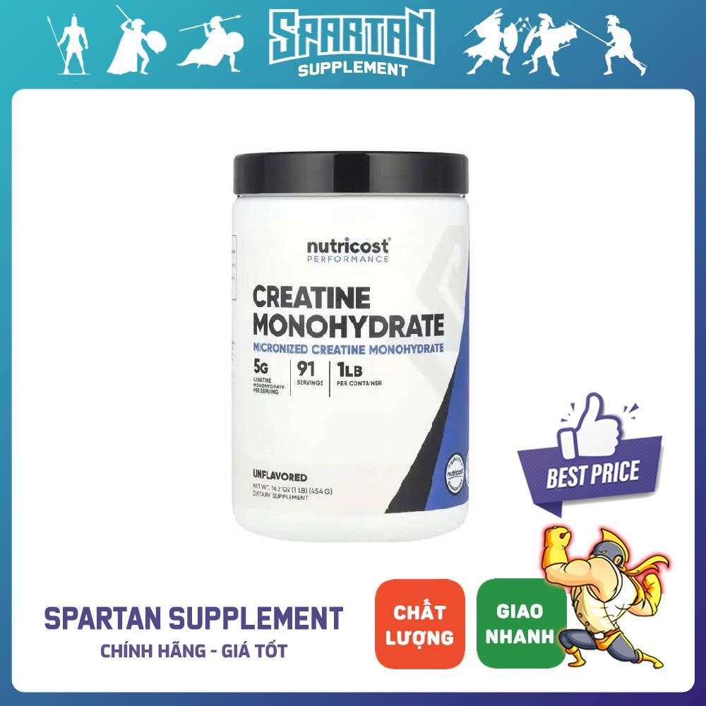 Nutricost Creatine Monohydrate 1LBS – Bột Creatine Tăng Sức Mạnh, Hỗ Trợ Tăng Cơ & Hiệu Suất Tập Luy