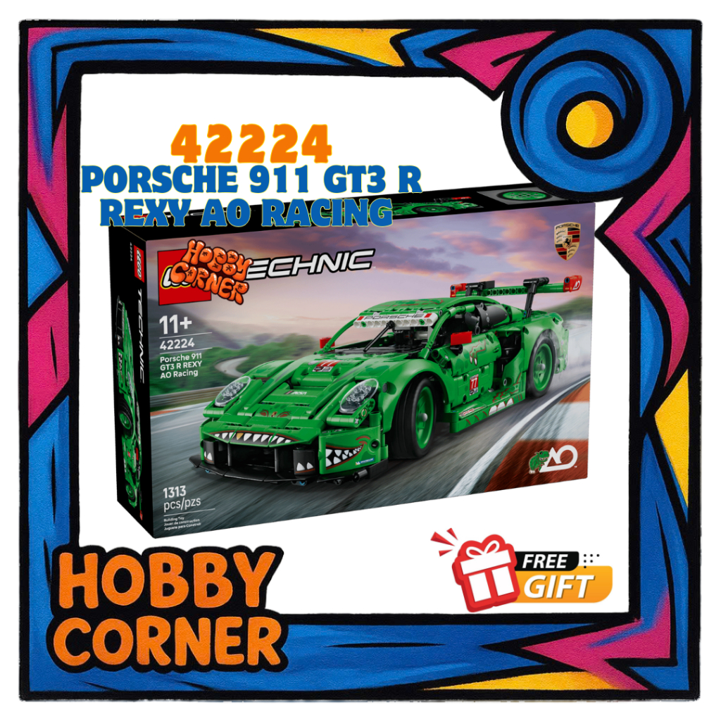 42224 – Technic Porsche 911 GT3 R “Rexy” AO Racing 🦖🏁 Chiếc xe đua biểu tượng với lớp áo khủng long 