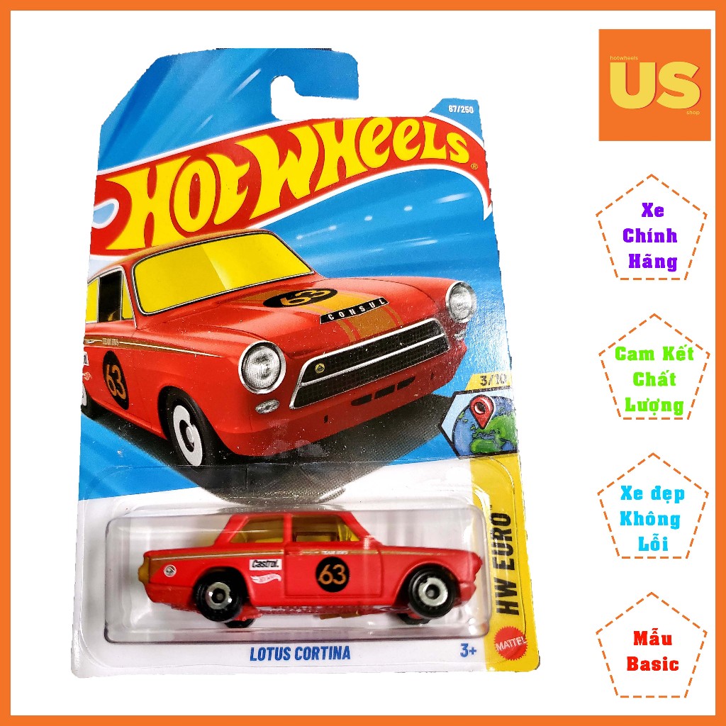 Xe Mô Hình Hot Wheels Lotus Cortina – Chính Hãng US (Card Thường)