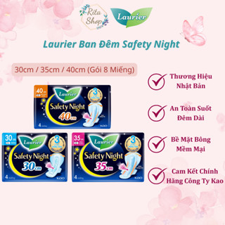 Băng Vệ Sinh Ban Đêm Laurier Safety Night 30cm 35cm 40cm - Siêu Thấm Chống Tràn, An Toàn Cho Đêm Dài