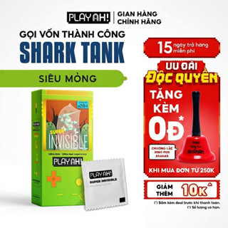 Bao Cao Su PlayAh Super Invisible Siêu Mỏng Hộp 3/10 size 52mm, nhiều gel, truyền nhiệt