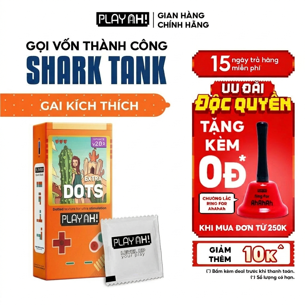 Bao Cao Su PlayAh Extra Dots Thêm Gai Hộp 3/10 52mm