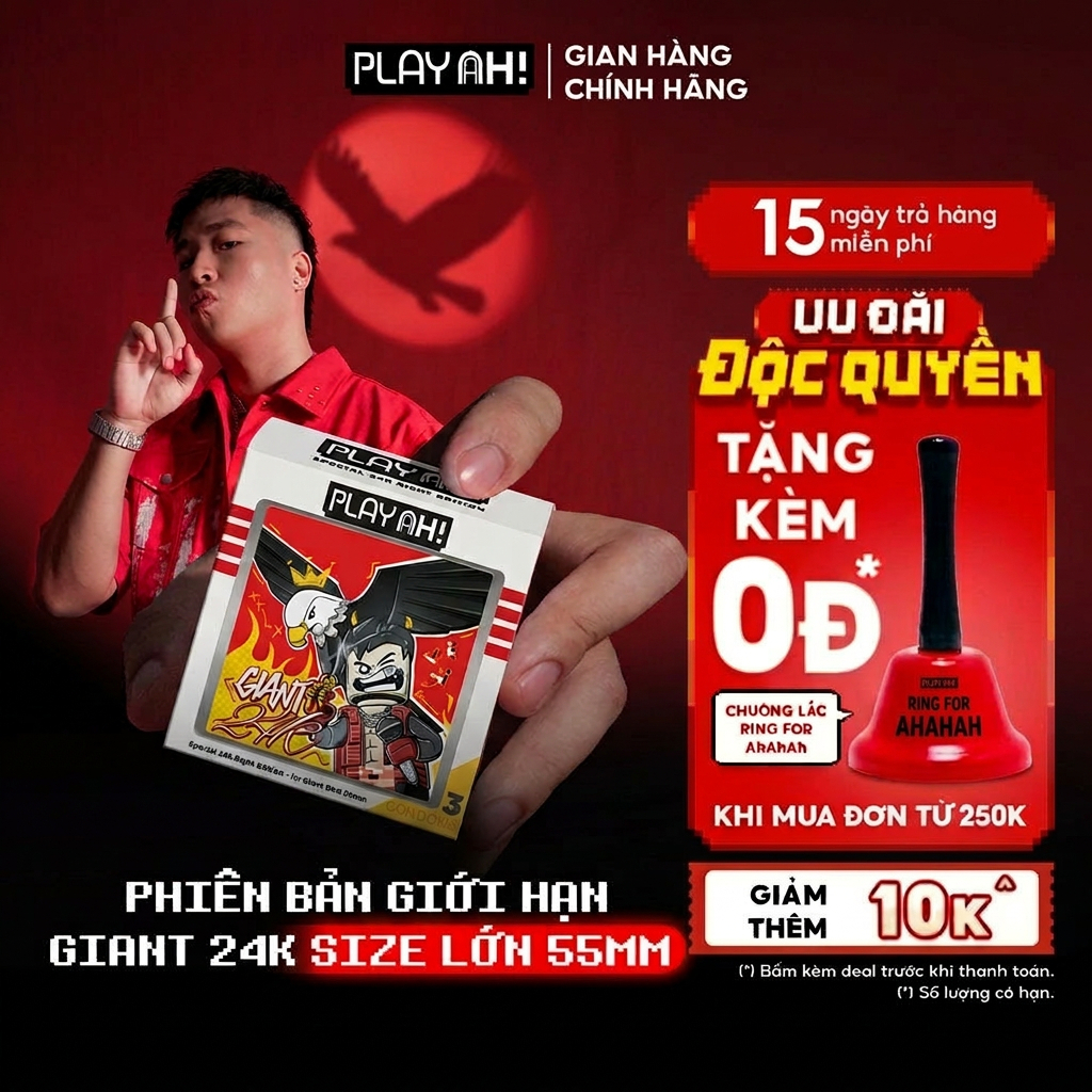 Bao cao su size to PlayAh! Siêu Mỏng 55mm Giant Invisible 24K.Right - Hộp 3/10 Cái