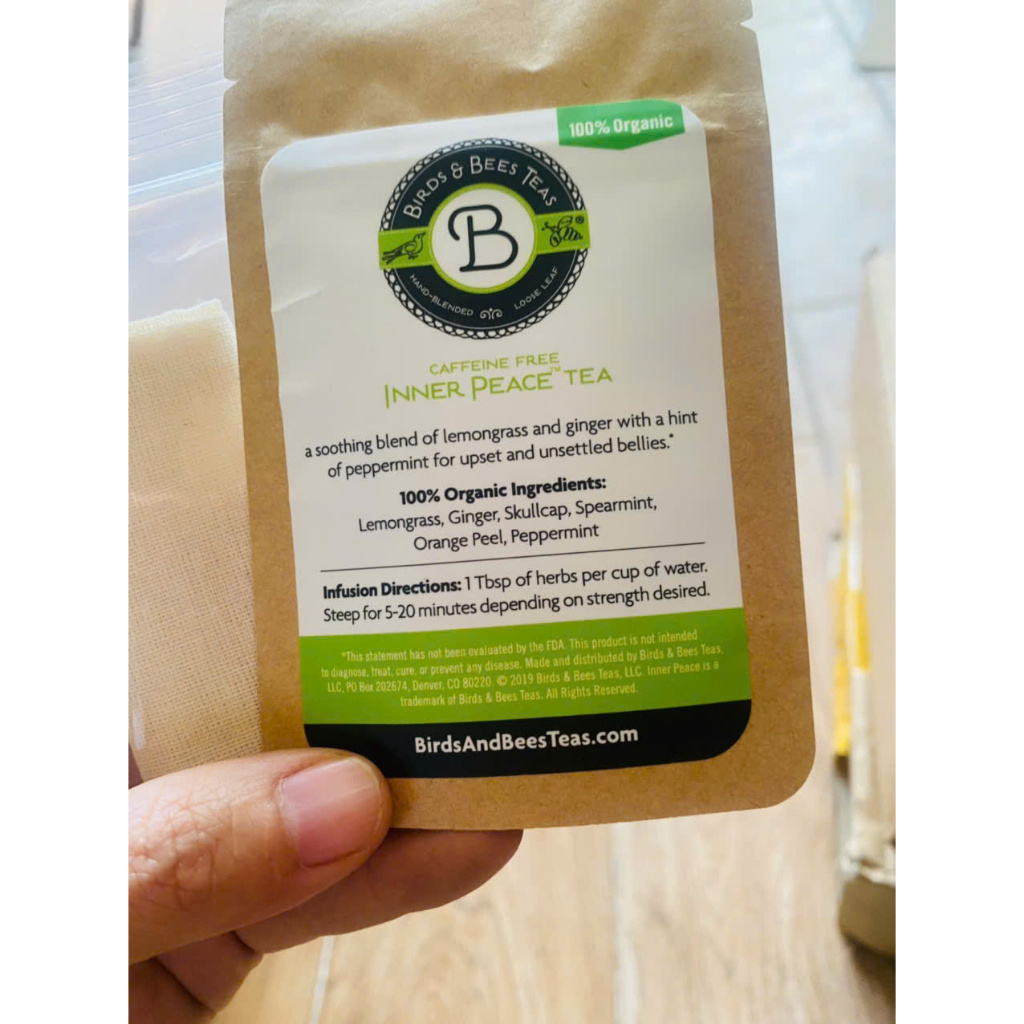 hỗn hợp lá trà rời.trà thảo mộc hữu cơ ,Birds & Bees - Inner Peace gói dùng thử