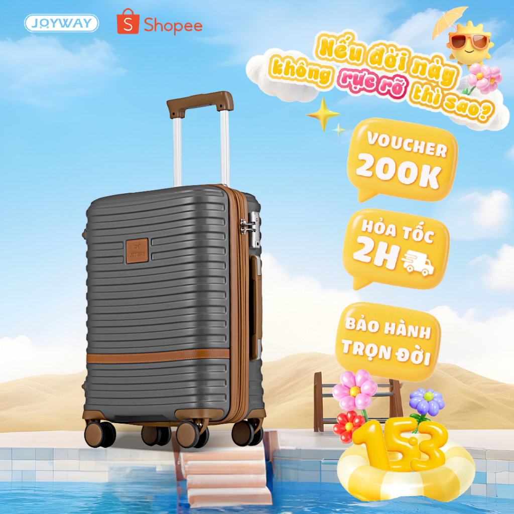 HÀNG ĐẸP Vali có ngăn nới rộng JOYWAY dây kéo size 20/24/28 nhựa ABS cao cấp mới khóa số TSA