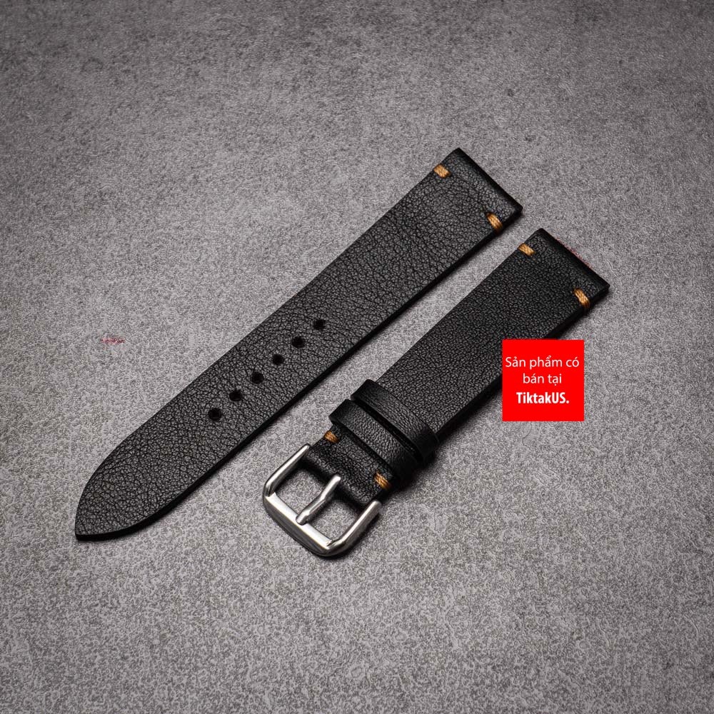 Dây đồng hồ nam da bò thật không chỉ viền, Size từ 18mm đến 22mm - Tặng dụng…