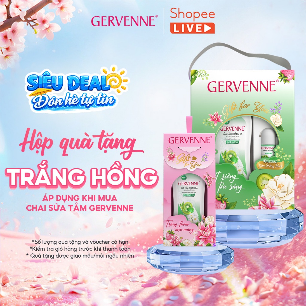 Sữa tắm trắng da hương nước hoa Gervenne 450g / 900g / 1.2l (3 mùi) ( Tặng mùi ngẫu nhiên ) - Live